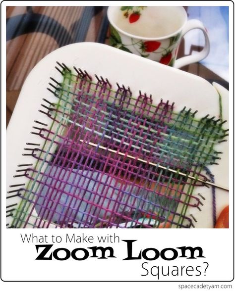 What to Make with Zoom Loom Squares -- Ideas from SpaceCadet Zoom Loom Projects Ideas, Mini Loom Projects, Zoom Loom Patterns, Square Loom Projects, Zoom Loom Projects, Pin Loom Projects, Things To Make With Yarn, Zoom Loom, Pin Loom