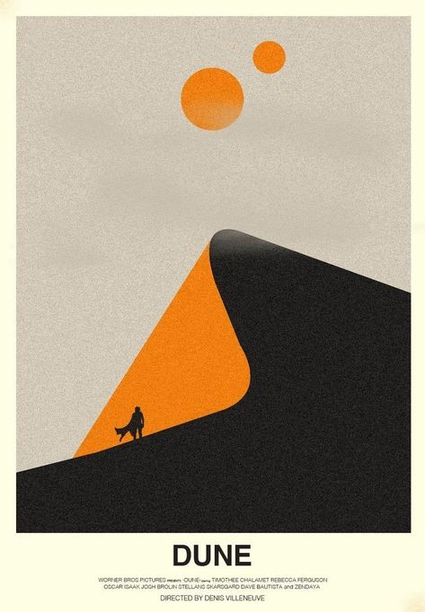 Design Movie Poster, Dune Poster, Flat Landscape, Old Posters, Directed By, Minimalist Poster Design, Dune Art, Minimalist Graphic Design, Denis Villeneuve