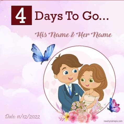 4 Days, Save Date, Couple Photo, Wedding, Marriage, Celebration, Countdown, Advance Wishes, Create Photo Frame, Romantic Pictures, His Her Name, Couple Name, Wife And Husband, Edit 4 Days To Go Countdown Wedding, 4 Days To Go Countdown, 3 Days To Go Countdown Wedding, 7 Days To Go Countdown Wedding, 5 Days To Go Countdown Wedding, Wedding Countdown Quotes, Wedding Loading, Days To Go Countdown, Countdown Wedding