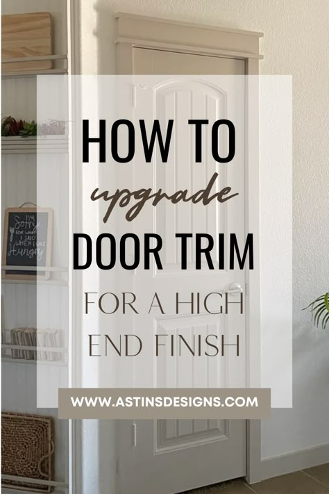 Want to give your doors a timeless, craftsman-style look? This DIY upgraded door trim tutorial provides a detailed guide to installing custom trim. Perfect for beginners, you'll learn how to achieve an updated, craftsman-style aesthetic that instantly enhances your home's character. Don’t miss out—boost your home’s curb appeal with this simple yet transformative upgrade! Door Casing And Baseboard Ideas, Flat Door Trim Ideas, Change Trim In House, Interior Door Frames Ideas, Door Trimming Ideas, Front Door Molding Interior, French Door Trim Ideas, Farmhouse Trim Around Doors, Bedroom Door Trim Ideas