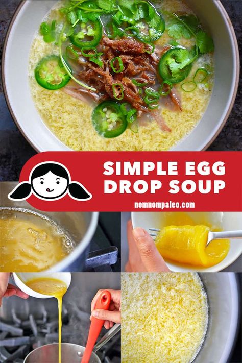 This delicious Whole30-friendly simple egg drop soup can be made in about 5 minutes from start to finish! It's perfect for any meal of the day! #paleo #nomnompaleo #glutenfree #whole30 #quickaneasyrecipe Paleo Egg Drop Soup, Paleo Asian Recipes, Autumn Desserts, Best Paleo Recipes, Paleo Soup, Nom Nom Paleo, Egg Drop Soup, Egg Drop, Paleo Diet Recipes