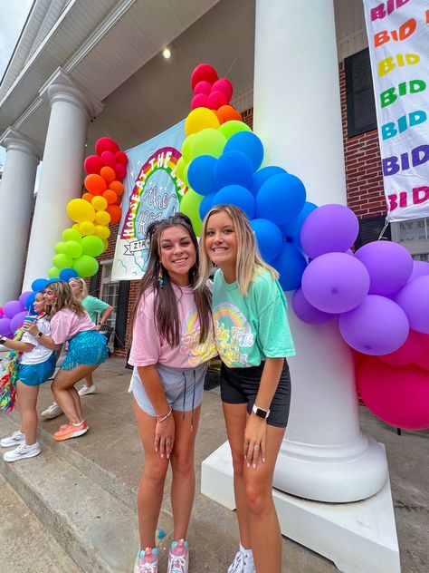 Zta zeta tau alpha the house at the end of the row bid day theme!! Sorority bid day themes rainbow colorful Care Bear Bid Day, Bear Bid Day, Rainbow Bid Day, Party Like Its Your Bid Day, Storm Bid Day, Strikes Again Bid Day Theme, Sorority Bid Day Themes, Girls Just Wanna Go Bid Day, Sorority Bid Day