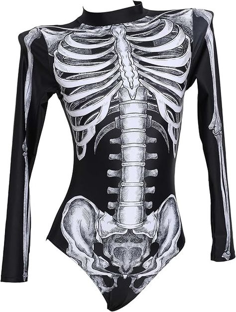 haikyuu Women Skeleton One Piece Swimsuit Long Sleeve Skull Bodysuit Swimwear Goth Gothic Bathing Suit : Amazon.ca: Clothing, Shoes & Accessories Swimsuit Long Sleeve, Long Sleeve Bathing Suit, Skeleton Pattern, Women Skeleton, Bathing Suit Dress, Long Sleeve Swimwear, Halloween Gothic, Swimsuit Fabric, Costume Shoes