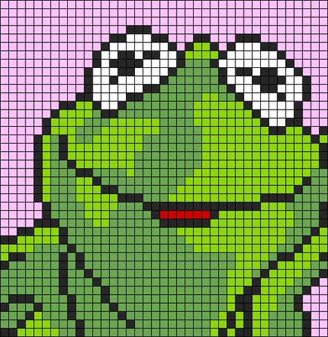 Crochet Kermit, Muppets Crochet, Crochet Graphs, Crochet Humor, Pixel Crochet, Tapestry Crochet Patterns, Crochet Plant, Cozy Crochet, Pixel Art Design