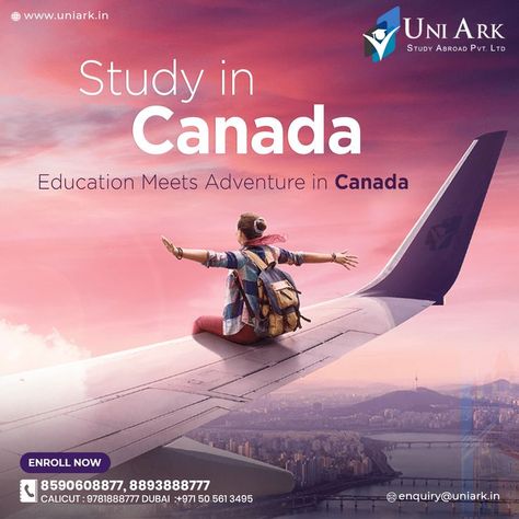 Study In Canada Social Media Post, Education Consultancy Poster, Canada Poster Design, Adventure Poster Design, Study In Canada Creative Ads, Study Abroad Poster Design, Study Abroad Creative Ads, Study Abroad Poster, Khalsa College