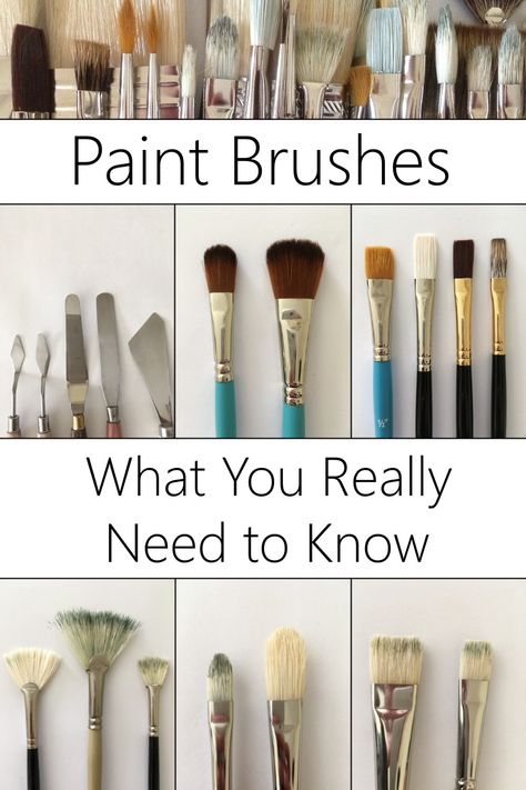 Artist Painting Tools, How To Use Different Paint Brushes, Paint Brush Types And Uses, Best Brushes For Oil Painting, Paint Oil Paintings, Watercolor And Oil Painting, What Do You Need For Oil Painting, Art Instructions Tutorials, Acrylic Brush Techniques