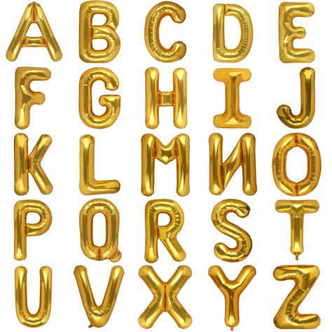 Jumbo Letters, Kids Party Balloons, Gold Letter Balloons, Balloon Birthday Party, Space Theme Party, Metallic Balloons, Balloon Stands, Balloon Birthday, Birthday Party Celebration