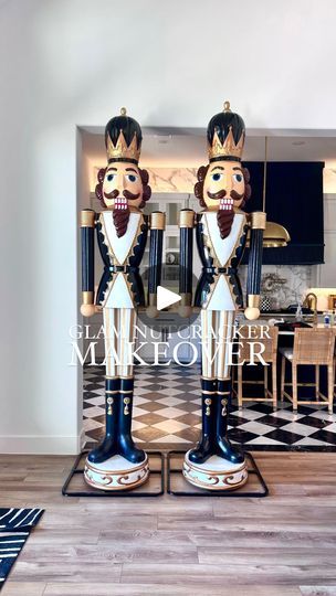 443K views · 27K reactions | 🎄👀Comment SHOP and I will message you these 9FT Walmart affordable nutcrackers! (Or link in bio!) Watch me as a makeover of these viral 9 foot Walmart nutcrackers! I grabbed a quart of black-and-white paint and just made sure that it was outdoor quality with a primer. I used the bigger brush for the inside and a smaller brush for the edges. It only took about two coats to cover. I ordered black paint in a satin but it came in a gloss! I’m so happy because the shiny black coat looks incredible. I painted the  undercoat white but thankfully, I had such a small area because it definitely took three or four coats. This was such an easy DIY that made them look so chic and glam!

These nutcrackers are one of my favorites for the holiday season! They can be used ins Diy Crafts Hacks, Crafts Hacks, Nutcracker Christmas, Christmas Crafts Diy, Jingle Bells, Christmas Design, Black Paint, White Paints, My Favorites