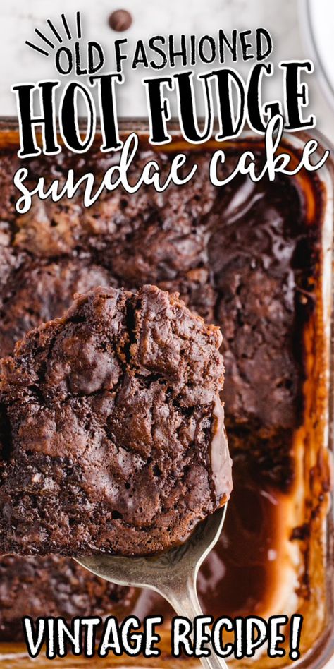 Hot Fudge Sundae Cake, Sundae Cake, Fudge Cake Recipe, Hot Fudge Sundae, Hot Fudge Cake, Fudge Dessert, Fudge Sundae, Fudge Flavors, Fudge Ingredients