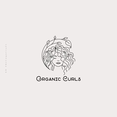 Premade logo design, website logo, Business l Curly Logo Design, Logo Hair Color, Curly Hair Logo Design, Curly Hair Logo, Therapist Ideas, Sewing Business Logo, Leaves Logo, Free Business Logo, Hair Logo Design