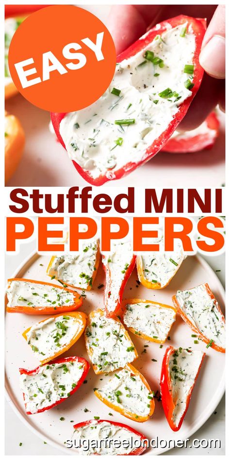 Ricotta Stuffed Mini Peppers, Sweet Pepper Recipes Mini Cream Cheese, Stuffed Bell Peppers Cream Cheese, Cold Stuffed Mini Peppers, Cream Cheese Peppers, Cream Cheese Stuffed Mini Peppers, Stuffed Mini Sweet Peppers, Cheese Stuffed Mini Peppers, Cream Cheese Stuffed Peppers