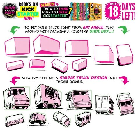 Etherington Brothers, Perspective Drawing Lessons, Comic Tutorial, Drawing Exercises, Perspective Drawing, Truck Design, Drawing Lessons, Art Tutorials Drawing, Digital Art Tutorial