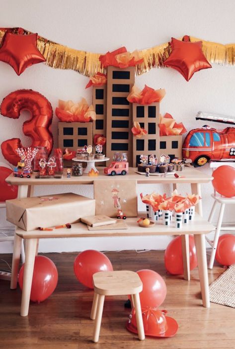 Firetruck Birthday Party Decor, Firetruck Birthday Decorations, Firefighter Birthday Party Decorations, Fireman Party Decorations, Firefighter Birthday Cakes, Fire Party, Fireman Party, Firetruck Birthday Party, Fire Truck Party