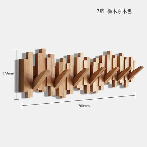 Wooden Hangers Solid Wood Hook Non-perforated Seamless Strong Clothes Hook Wall Wardrobe Rear Hook Coat Rack _ - AliExpress Mobile Wood Coat Hanger, Modern Coat Rack, Hanging Clothes Racks, Porch Wall, Hat Hanger, Into The Wood, Wood Hangers, Coat Rack Wall, Mural Design