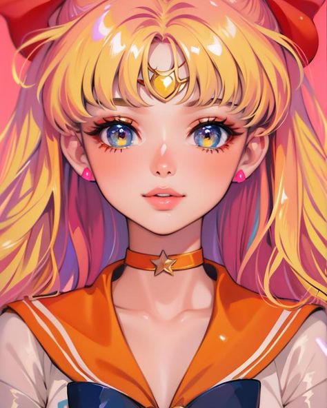 What is your favorite Sailor?💛🩵🧡💚❤️ Summer Animation, Blonde Hair Cartoon, Profile Background, Colorful Drawing, Fantastic World, Different Colored Eyes, Sailor Moon Fan Art, Chibi Moon, Cartoon Flowers