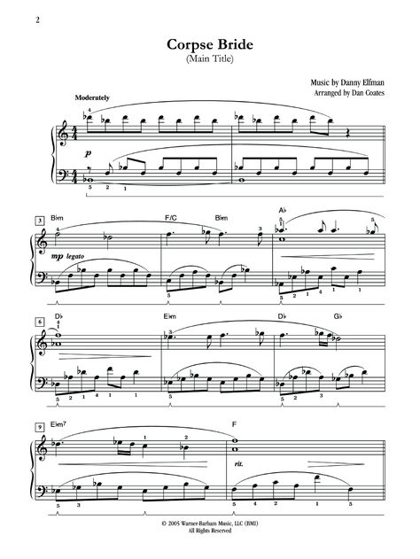 Level 3-4 5star Corpse Bride by Danny Elfman/arr. Coates| J.W. Pepper Sheet Music Bride Corpse, Tim Burton's Corpse Bride, The Corpse Bride, Tim Burton Corpse Bride, Danny Elfman, Music Of The Night, Song Sheet, Celtic Music, Piano Songs