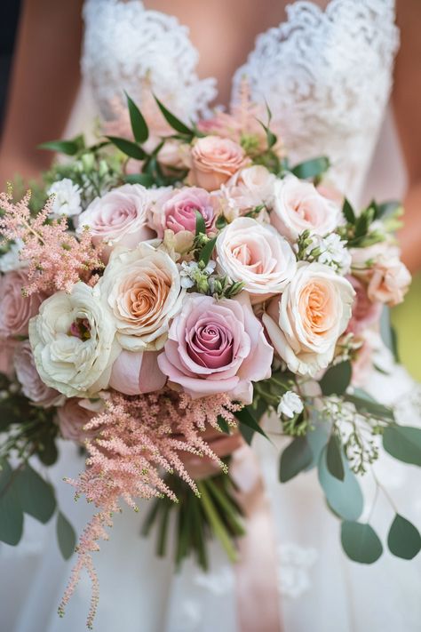 50+ Dreamy Pastel Bridal Bouquets | Matched Hearts Wedding Bouquets Pastel, Pastel Wedding Centerpieces, Blush Pink Wedding Bouquet, Blush Peony Bouquet, Pastel Bridal Bouquet, Pale Pink Peonies, Pink Wedding Bouquet, Blush Pink Roses, Spring Garden Wedding