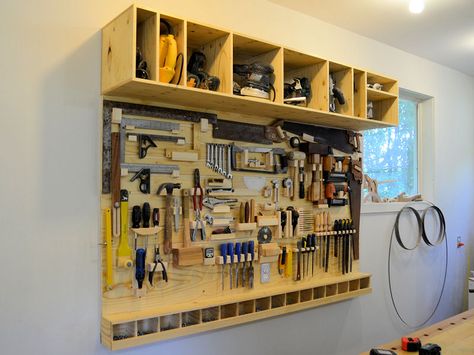 Slat Wall Storage, Workshop Setup, Garage Organization Shelves, Tool Wall Storage, Folding Workbench, Wall Storage Systems, Garage Shelves, Tool Board, Storage House