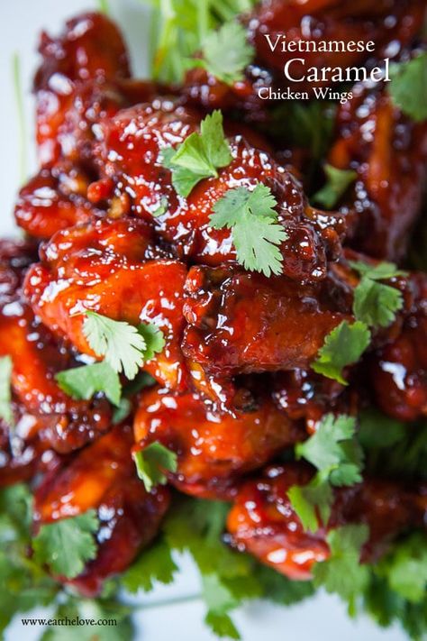 Vietnamese Caramel Chicken Wings. Photo and recipe by Irvin Lin of Eat the Love. Chicken Recipes Vietnamese, Vietnamese Recipes Chicken, Wing Flavors, Recipes Vietnamese, Asian Wings, Wing Night, Caramel Chicken, Vietnamese Style, Vietnamese Chicken