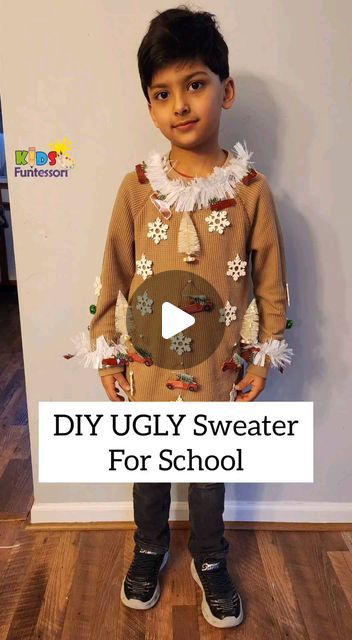 Diy Ugly Sweater Ideas For Kids, Ugly Sweater Ideas For Kids, Diy Ugly Sweater Ideas, Creative Ugly Christmas Sweater, Diy Ugly Sweater, Ugly Christmas Sweater Ideas, Ugly Sweater Ideas, Ugly Sweater Diy, Christmas Sweater Ideas