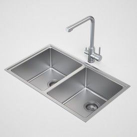 Caroma Compass Double Bowl - The Blue Space Kitchen Ideas Singapore, Bamboo Accessories, Stainless Steel Double Bowl Kitchen Sink, Large Kitchen Sinks, Top Mount Kitchen Sink, Freestanding Stove, Meals At Home, Kitchen Sink Design, Double Bowl Kitchen Sink