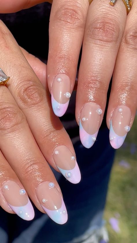 Cotton Candy Almond Nails, Gender Reveal Gel Nails, Cotton Candy Pink Nails, Gender Reveal Nails Ideas Simple, Cotton Candy Color Nails, Gender Reveal Nails Ideas, Gender Reveal Nails, Cotton Candy Nails, Nail Goals