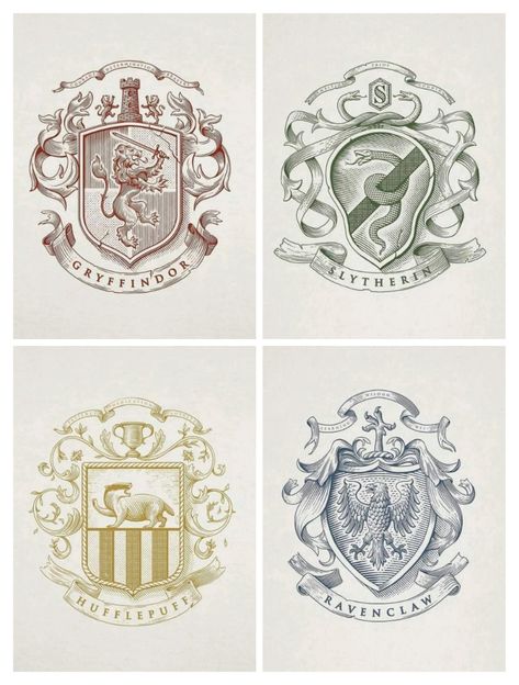 Hogwarts House Emblems, Hogwarts Houses Logo, Harry Potter Sewing, Harry Potter Mood Board, Harry Potter Vibe, Harry Potter Doodles, Hogwart Houses, Logo Harry Potter, Hogwarts Logo