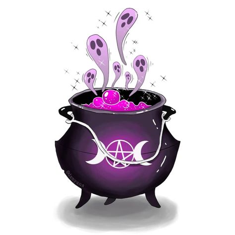 Witchy Gifs, Cauldron Drawing, Isometric Room, Helloween Wallpaper, Witch Drawing, Witch Tattoo, Witchy Wallpaper, Witches Cauldron, Halloween Tattoos