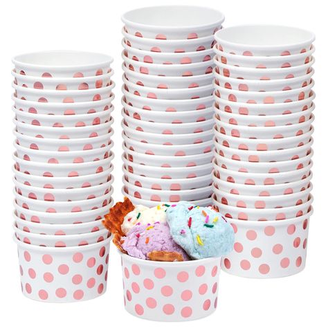 PRICES MAY VARY. Ice Cream Party Bowls: Serve and scoop frozen treats and desserts with ease with this set of 8 oz ice cream cups; great for shops, concession stands, and as ice cream birthday party decorations Elevate Your Ice Cream Game: Use these rose gold ice cream cups as ice cream sundae bar supplies at a summer pool party or to serve fruit cocktails, mousse, and parfaits at a wedding Keep It Clean: With a sturdy 250gsm paper construction and high-quality coating, our paper treat cups are Dessert Yogurt, Paper Ice Cream, Ice Cream Games, Sundae Cup, Ice Cream Sundae Bar, Party Bowls, Ice Cream Cups, Sundae Bar, Ice Cream Birthday Party