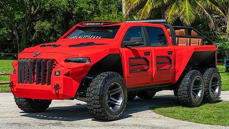 L'Apocalypse 6x6 Razorback est le camion tout-terrain ultime. Il est propulsé par un moteur Hemi V8 Hellcat de 850 chevaux, possède un extérieur renforcé en Kevlar et un intérieur luxueux. Il dispose également de six sièges supplémentaires dans le lit, ce qui le rend parfait pour les longs trajets en voiture ou les aventures hors route. Cet article Nouvel Apocalypse Juggernaut 6×6 Razorback : un monstrueux camion à 10 places est apparu en premier sur Africars24. Apocalypse 6x6, Tactical Truck, 6x6 Truck, Hors Route, Cartoon Love Photo, Titanfall, Futuristic Cars, Jeep Gladiator, Toyota Tundra