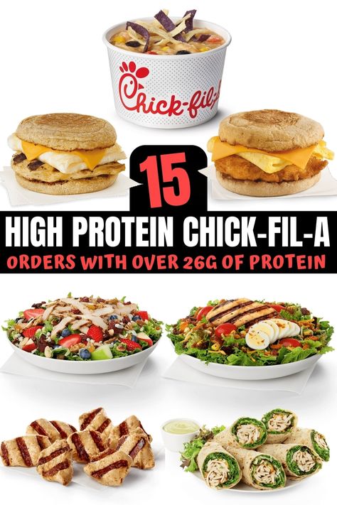 15 High Protein Chick-fil-A Options with Over 26g of Protein Fast Food Protein Options, High Protein Restaurant Meals, Chick Fil A Healthy Options, Healthy Chick Fil A Order, High Protein Hacks, High Protein Fast Food Options, Chick Fil A Breakfast, High Protein Fast Food, Carbs Meals