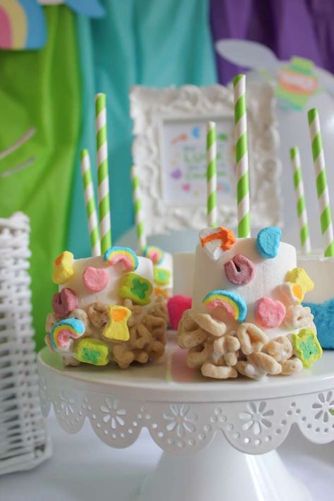 Diy Lucky One Decorations, Lucky Charms Cake Pops, Kids Saint Patricks Day Party, Lucky Charms First Birthday, At Patrick’s Day Birthday Party, Saint Patrick’s Day Birthday Party, Lucky Charm 1st Birthday Party, Leprechaun Birthday Party, Lucky Charms Decor