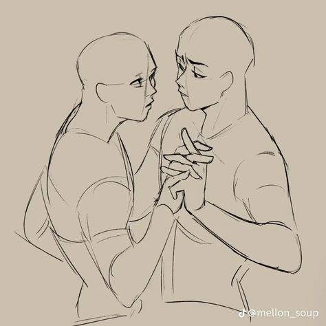 Holding Hands Pose Reference, Holding Hands Pose, Design A Character, Mellon Soup, Pose Ref, Tutorials Drawing, Body Reference Drawing, Body Pose Drawing, Drawing Expressions