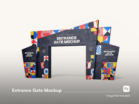 Realistic modern entrance gate mockup in... | Premium Psd #Freepik #psd #booth-mockup #stand-mockup #exhibition-booth #exhibition-stand Entrance Gate Ideas, Event Entrance Design, Event Entrance Arch Design, Event Entrance Arch, Event Booth Design, Event Entrance, Corporate Event Design, Exhibition Stall Design, Gate Ideas