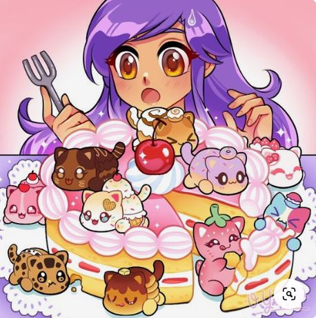 This is Aphmau's beautiful cake! Aphmau Kawaii Chan, Aphmau Wallpaper, Aphmau Youtube, Aphmau Pictures, Purple Galaxy Wallpaper, Aphmau And Aaron, Internet World, Kawaii Chan, Aphmau Characters