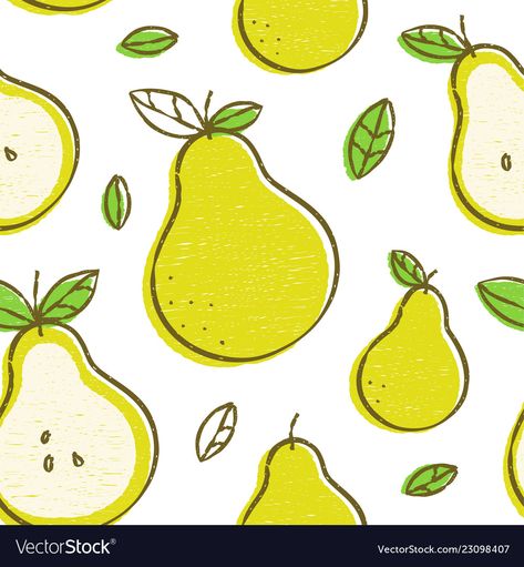 Pear Cartoon, Pear Illustration Design, Pear Illustration Cute, Cute Fruit Pattern, Pear Drawing, Fruit Pattern Illustration, Flat Fruit Illustration, Pear Illustration, Vector Fruit Illustration