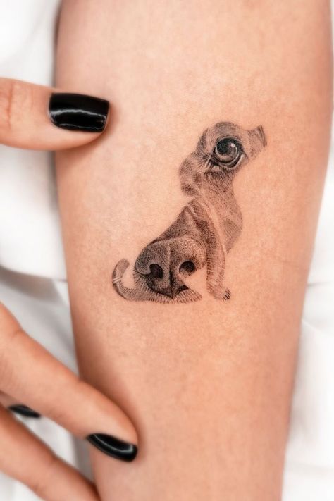 Dog Mom Tattoo, Portraits Tattoo, Tatoo Dog, Dog Portrait Tattoo, Harley Tattoos, Related Tattoos, Dog Tattoo Ideas, Elegant Dog, Pawprint Tattoo