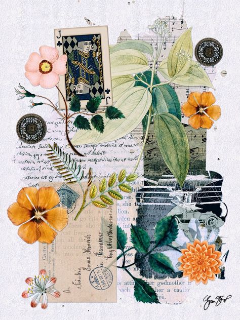 Gina Startup - Collage & Mixed Media Vol 1 Watercolour Collage Mixed Media, Mixed Media Digital Art, Abstract Collage Art Mixed Media, Floral Collage Art, Maximalist Scrapbook, Multi Media Collage, Collage Art Easy, Painting Collage Canvases, Mixed Media Photography Collage