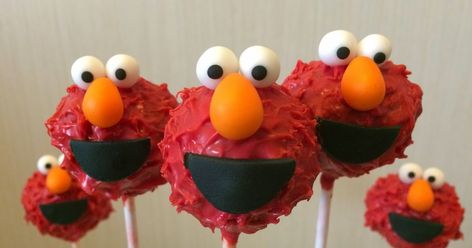 Elmo Cake Pops, Sesame Street Cake Pops, Monster Cake Pops, Cookie Crisp Cereal, Apple Cake Pops, Diy Cake Pops, Cake Pop Tutorial, Sesame Street Cake, Cookie Monster Cake