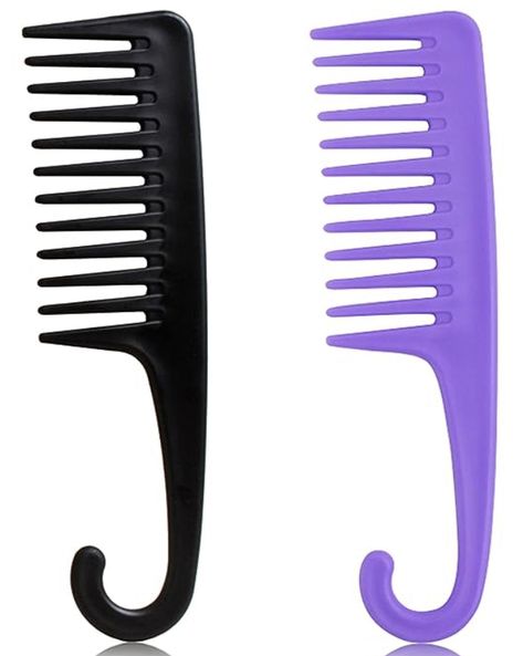 2PCS Large Wide Tooth Comb, Shower Combs with Hook for Wet Curly Hair, Premium Big Hair Brush Combs to Detangle Curls, Conair Women Detangler Comb for Detangling Wigs, Styling Dry Thick Long Cabello Wet Curly Hair, Comb For Curly Hair, Natural Straight Hair, Detangling Hair Brush, Styling Comb, Wide Tooth Comb, Styling Brush, Hair Detangler, Soft Hair