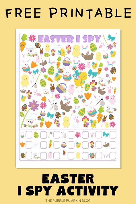 I Spy Free Printable, Printable Easter Activities, Easter Worksheets, Fun Activity For Kids, I Spy Games, Spy Games, Easter Activities For Kids, Free Printable Activities, Easter Games