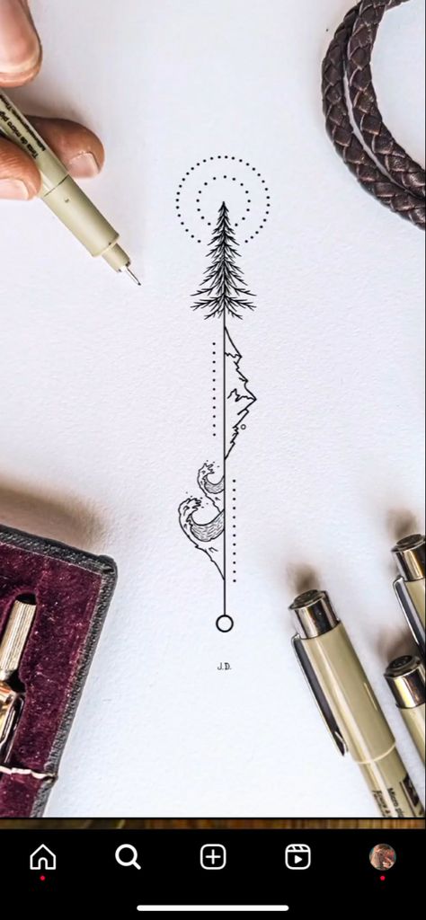 Mountains Spine Tattoo, Spine Western Tattoos, Spine Tattoos For Women Mountains, Western Back Tattoo Women Spine, Spine Tats For Women Unique, Dainty Spine Tattoos For Women Unique, Spine Tattoos For Women Western, Country Spine Tattoos, Western Spine Tattoo