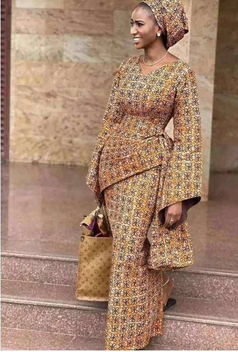 Long Simple Ankara Gown, Brown Ankara Dress, Latest Simple Ankara Gown Styles, Ankara Eid Outfits, Brown Ankara Dress Styles, Simple Ankara Gowns For Women, Eid Ankara Styles, Nigerian Ankara Styles Dresses, Atampa Styles Gown