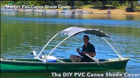 This video shows you how to easily make a #shade for your #canoe out of lightweight #PVC pipe and fittings. #diy #PVC #sports #Boating #watersports #kayak #Outrigger #fishing #Boatcover #fishingboat #diycover  #Canoecover #kayakshade #sailboat #camping #SnapClamps #sliptee #pvcfittings #pvcpipe #rafting #lakes Canoe Hacks, Canoe Cooler, Kayak Covers, Canoe Seats, Small Canoe, Boat Canopy, Boat Bimini Top, Canoe Accessories, Pontoon Boat Accessories