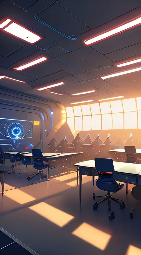 Futuristic School Concept Art, Futuristic Classroom Design, Futuristic Classroom Concept Art, Scifi Office Concept Art, Sci Fi Office Concept Art, Sci Fi Art, Book Series, Anime Wallpaper, Sci Fi