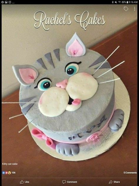 Gökkuşaği Pasta, Kitten Cake, Tårta Design, Birthday Cake For Cat, Unique Birthday Cakes, Cake Recipes Easy Homemade, Homemade Birthday Cakes, Dog Birthday Cake, Animal Cakes