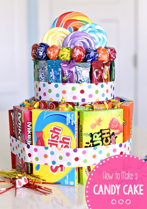 Diy Candy Cake, Candy Birthday Cakes, Cute Gifts For Friends, Candy Cakes, Best Teacher Gifts, Birthday Candy, Candy Cake, Birthday Gifts For Best Friend, Diy Candy