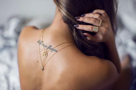 COFFEE AND NECKLACES | KENZA | Bloglovin Coffee Necklace, Basic Tattoos, Metal Tattoo, Spine Tattoo, Trending Necklaces, Tattoo Placement, Gorgeous Necklaces, Lotus Flower Tattoo, Back Tattoo