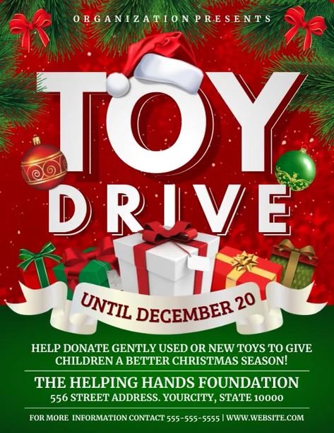 Christmas Donation Poster, Christmas Toy Drive Flyer, Donation Poster, Christmas Toy Drive, Toy Donation, Christmas Charity, Fundraiser Event, Fundraiser Flyer, Toy Drive