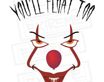 Pennywise SVG, You'll Float Too, IT The Clown, Cricut Cut File, Silhouette, Printable, Scrapbooking, T-shirt Design, Clown Clipart Pennywise Svg, It The Clown, It Movie, Pennywise The Clown, You'll Float Too, Cricut Halloween, Scary Clowns, The Clown, Cricut Projects Vinyl